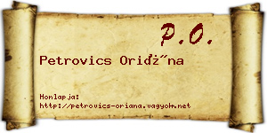 Petrovics Oriána névjegykártya